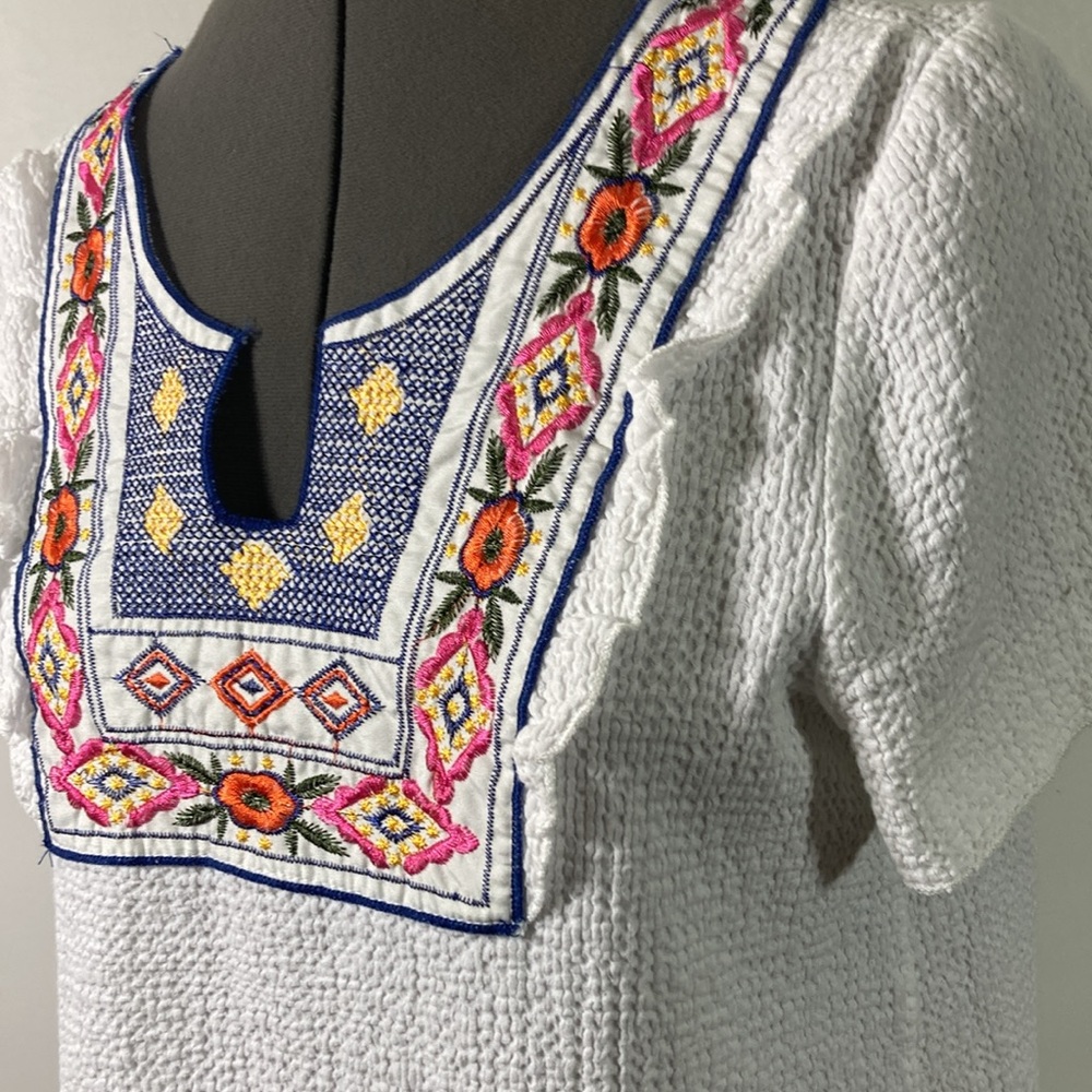 Hailey & Co Women Size S White w Embroidery  Gauze Popcorn 100 % Cotton - Picture 4 of 8